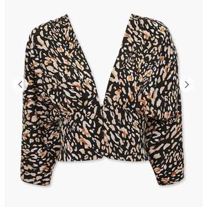 Animal Print Buttoned Crop Top